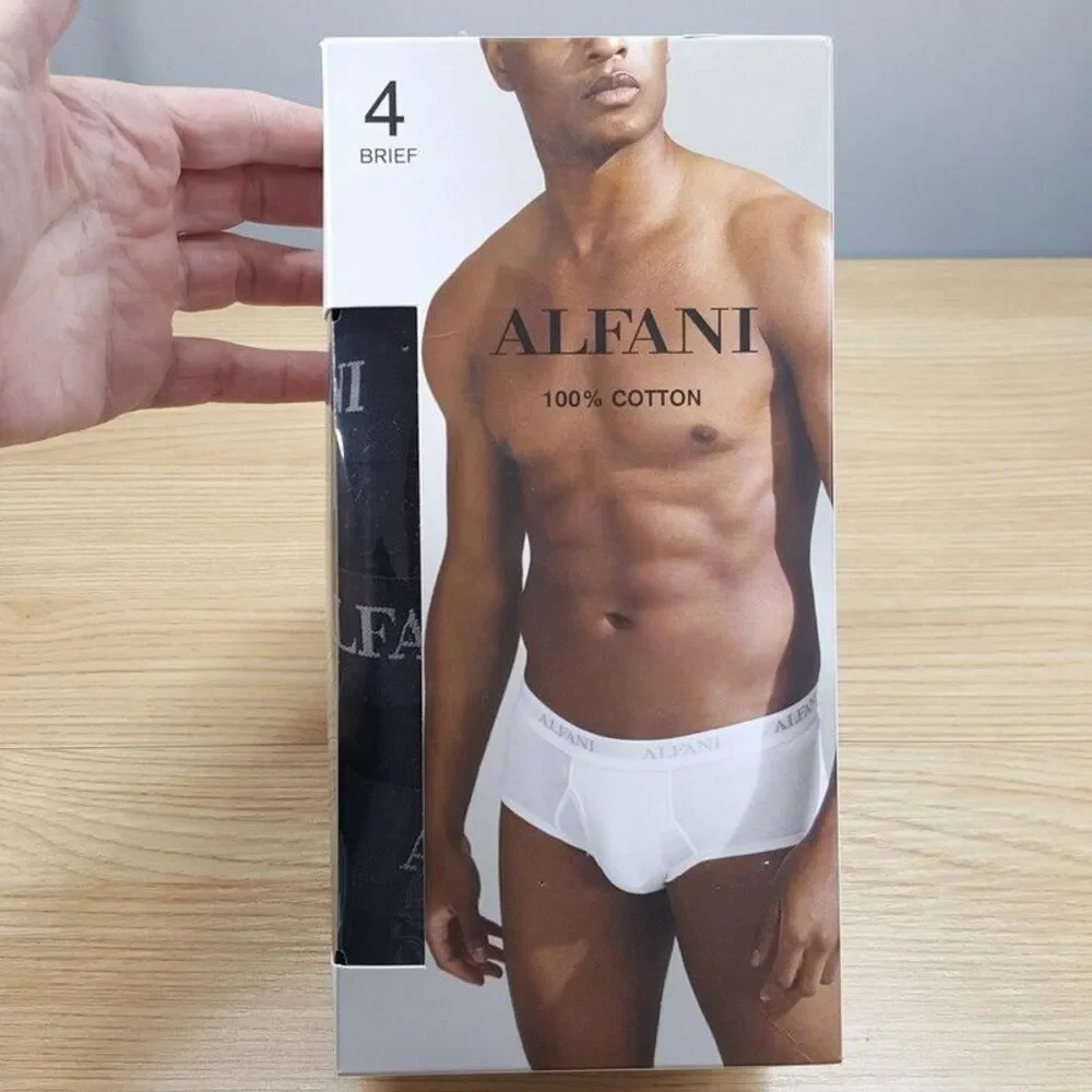 ALFANI Mens Briefs XL Black 4-Pack 100% Cotton Underwear